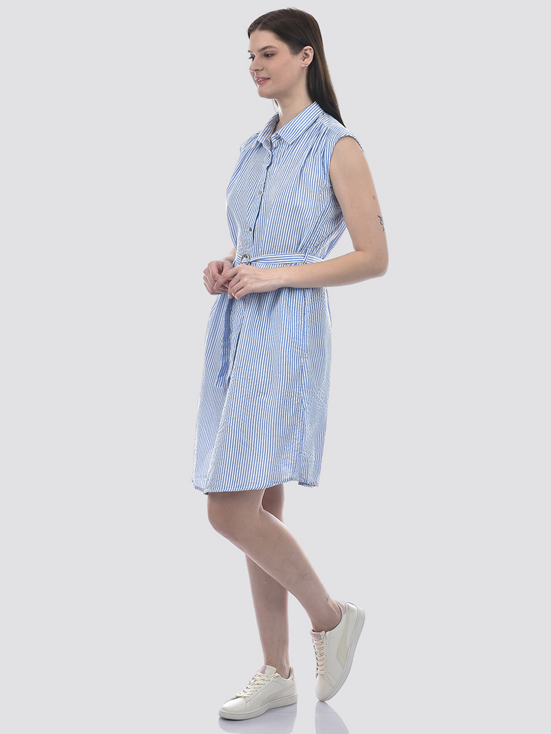 Numero Uno Women Stripes Blue Dress